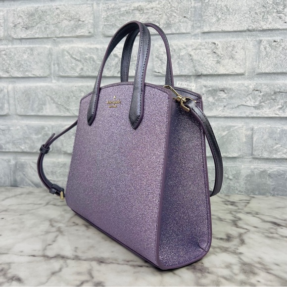 Kate Spade Tinsel Glitter Satchel & Card Holder Wallet In Lilac Frost - Picture 4 of 16